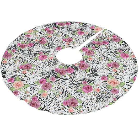 Muster mit Tierdrucken Polyester Weihnachtsbaumdecke (Schrägansicht)