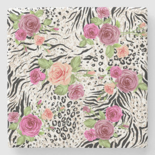 Muster mit Tierdrucken Steinuntersetzer