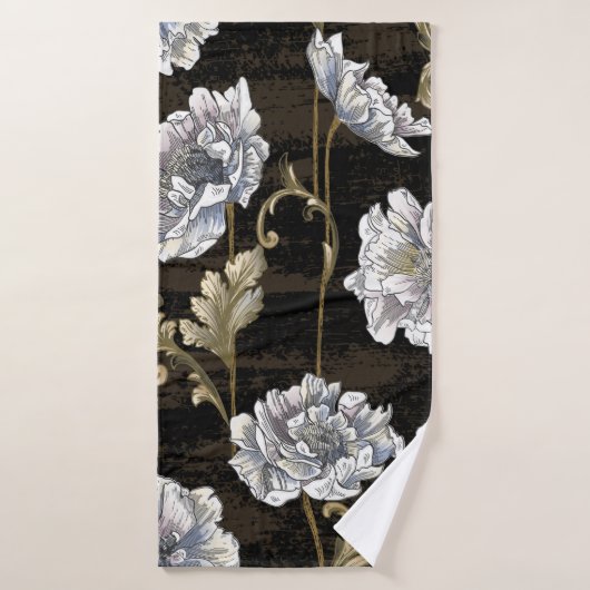 Muster mit Tornsteinbouquet mit barockem Goldwirbe Badehandtuch (Badehandtuch)