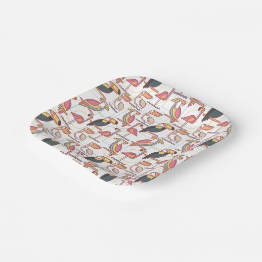 Muster mit tropischen Vögeln Pappteller (Gewinkelt)