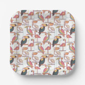 Muster mit tropischen Vögeln Pappteller (Vorderseite)