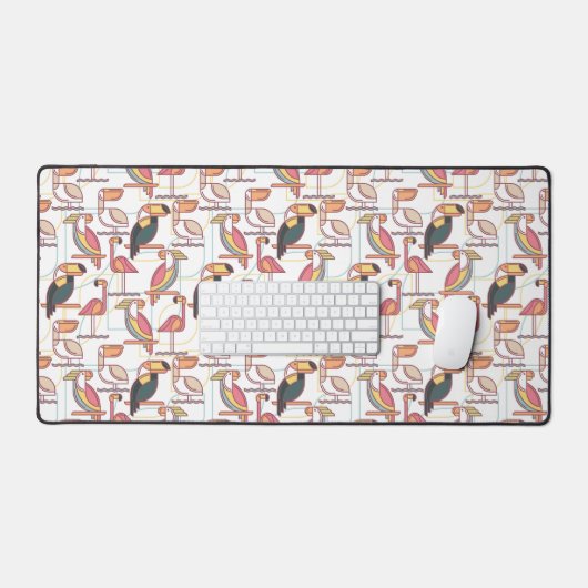 Muster mit tropischen Vögeln Schreibtischunterlage (Tastatur & Maus)
