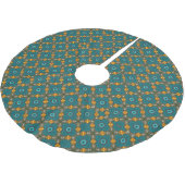 Muster mit Türkis, Grün, Orange Polyester Weihnachtsbaumdecke (Schrägansicht)
