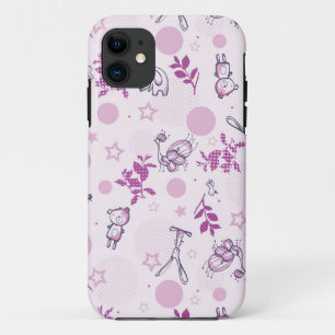 Muster mit vintage Baby-Tieren iPhone 11 Hülle