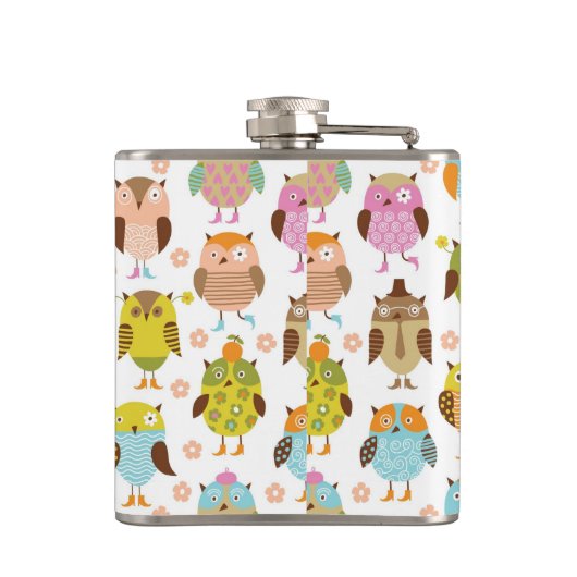 Muster mit Vögeln Flachmann (Rückseite)