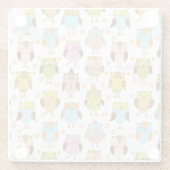 Muster mit Vögeln Glasuntersetzer (Rückseite)