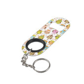 Muster mit Vögeln Schlüsselanhängerflaschenöffner (Rückseite Schrägansicht)