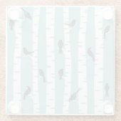 Muster mit Vögeln und Bäumen Glasuntersetzer (Rückseite)