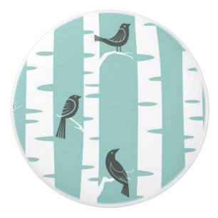 Muster mit Vögeln und Bäumen Keramikknauf