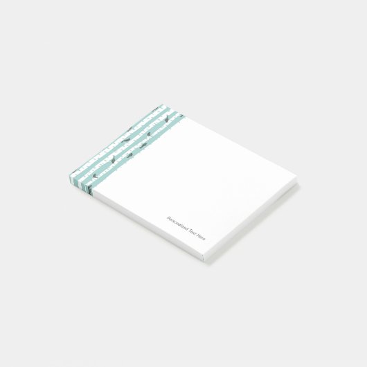 Muster mit Vögeln und Bäumen Post-it Klebezettel (angewinkelt)