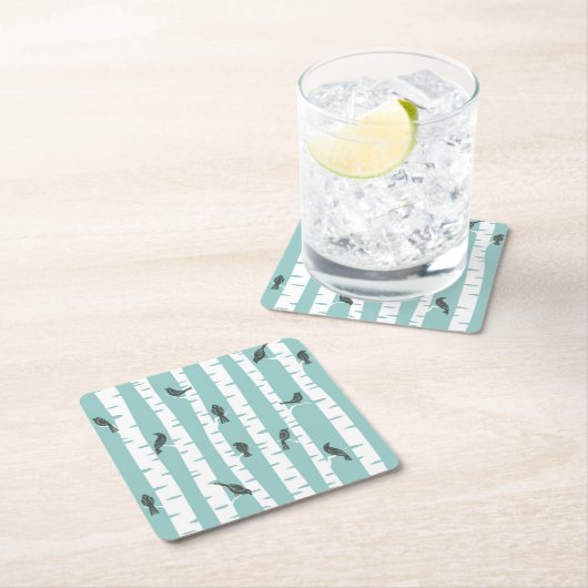 Muster mit Vögeln und Bäumen Rechteckiger Pappuntersetzer (Vor Ort)