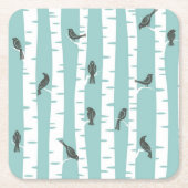 Muster mit Vögeln und Bäumen Rechteckiger Pappuntersetzer (Vorderseite)