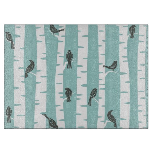 Muster mit Vögeln und Bäumen Schneidebrett (Vorderseite)