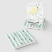 Muster mit Vögeln und Bäumen Steinuntersetzer (Seitenansicht)