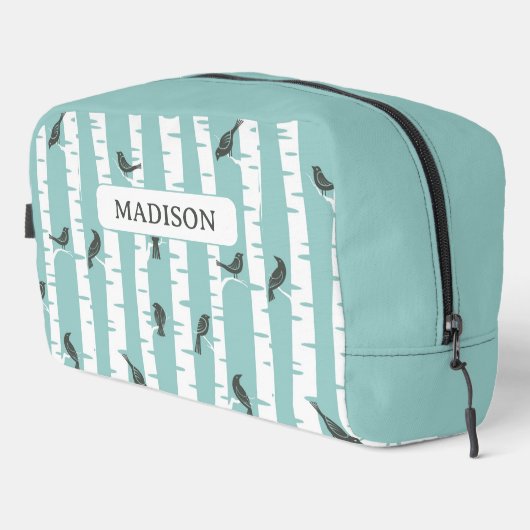 Muster mit Vögeln und Bäumen Waschbeutel (Rechte Ecke)