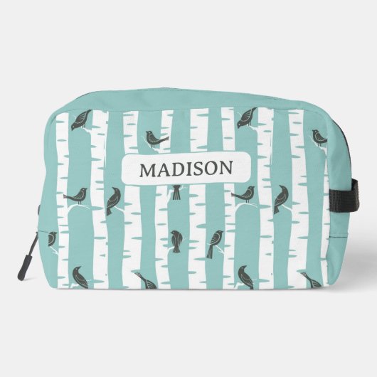 Muster mit Vögeln und Bäumen Waschbeutel (Rückseite)