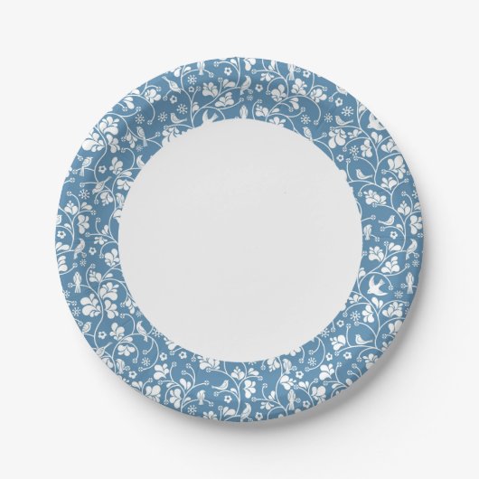 Muster mit Vögeln und Pflanze Pappteller (Vorderseite)