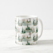 Muster mit Weihnachtsbäumen, Bäumen und Büschen. B Kaffeetasse (VorderseiteRechts)