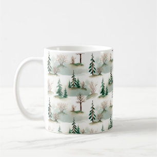 Muster mit Weihnachtsbäumen, Bäumen und Büschen. B Kaffeetasse
