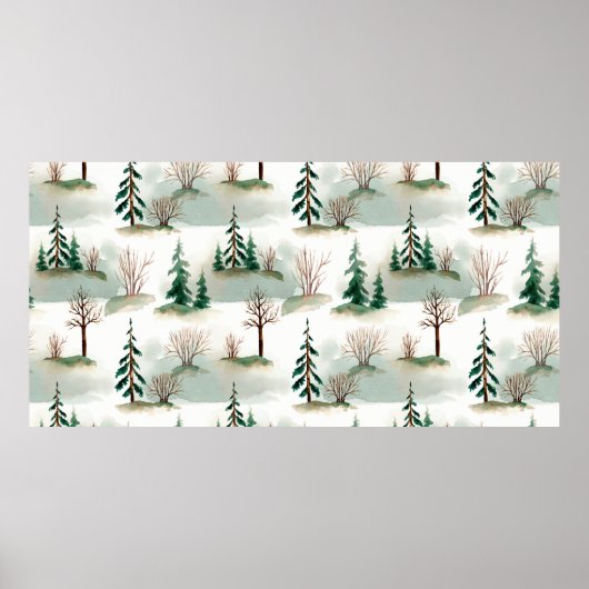 Muster mit Weihnachtsbäumen, Bäumen und Büschen. B Poster (Vorne)
