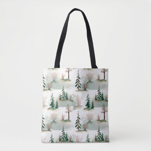 Muster mit Weihnachtsbäumen, Bäumen und Büschen. B Tasche (Vorderseite)