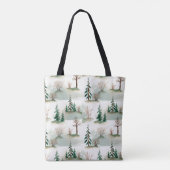Muster mit Weihnachtsbäumen, Bäumen und Büschen. B Tasche (Rückseite)