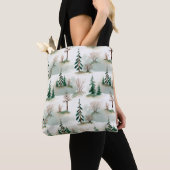 Muster mit Weihnachtsbäumen, Bäumen und Büschen. B Tasche (Von Nahem)