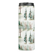 Muster mit Weihnachtsbäumen, Bäumen und Büschen. B Thermosbecher (Rückseite)