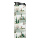 Muster mit Weihnachtsbäumen, Bäumen und Büschen. B Thermosbecher (Nach rechts gedreht)