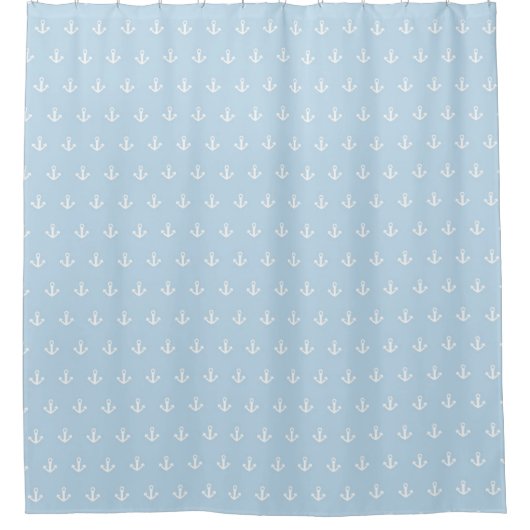 Muster mit weißen Ankern auf Blau Duschvorhang (Vorderseite)
