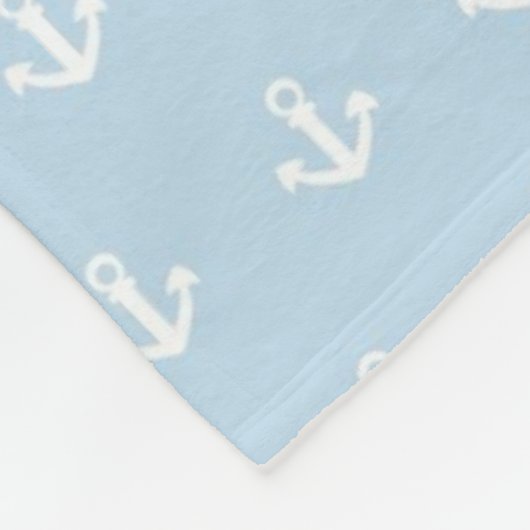 Muster mit weißen Ankern auf Blau Fleecedecke (Ecke)