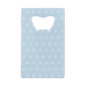 Muster mit weißen Ankern auf Blau Geldbeutel Flaschenöffner (Rückseite)