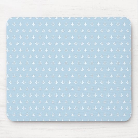 Muster mit weißen Ankern auf Blau Mousepad (Vorne)