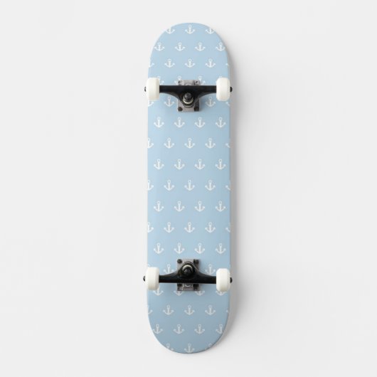 Muster mit weißen Ankern auf Blau Skateboard (Vorderseite)
