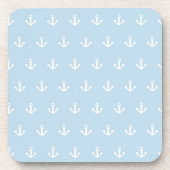 Muster mit weißen Ankern auf Blau Untersetzer (Vorderseite)