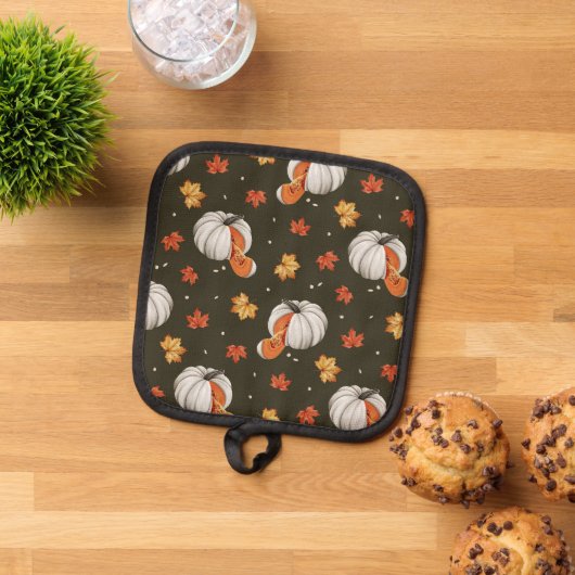 Muster mit weißen Kürbis Topflappen (Oben Unten)