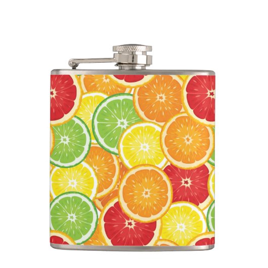 Muster mit Zitrusfrüchten Flachmann (Vorderseite)