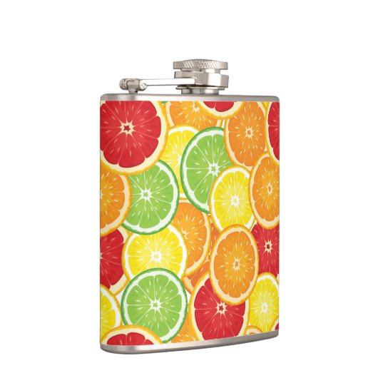 Muster mit Zitrusfrüchten Flachmann (Rechts)