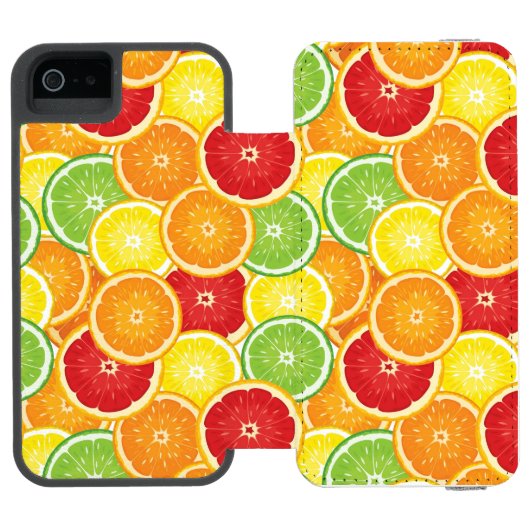 Muster mit Zitrusfrüchten Incipio iPhone Geldbeutel-Hülle (Folio Geöffnet)