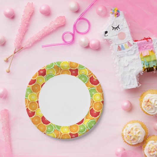 Muster mit Zitrusfrüchten Pappteller (Party)