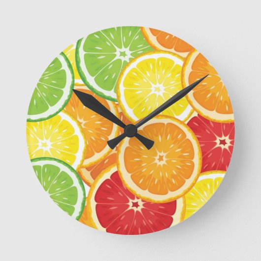 Muster mit Zitrusfrüchten Runde Wanduhr (Vorderseite)