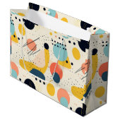 Muster Mitte des Jahrhunderts. Abstrakte Formen Große Geschenktüte (Vorderseite Schrägansicht)