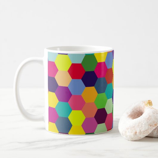 Muster Modern farbenfroh - Modefeder-Hipster Kaffeetasse (Mit Donut)
