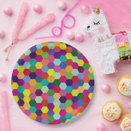 Muster Modern farbenfroh - Modefeder-Hipster Pappteller (Party)