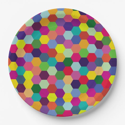 Muster Modern farbenfroh - Modefeder-Hipster Pappteller (Vorderseite)