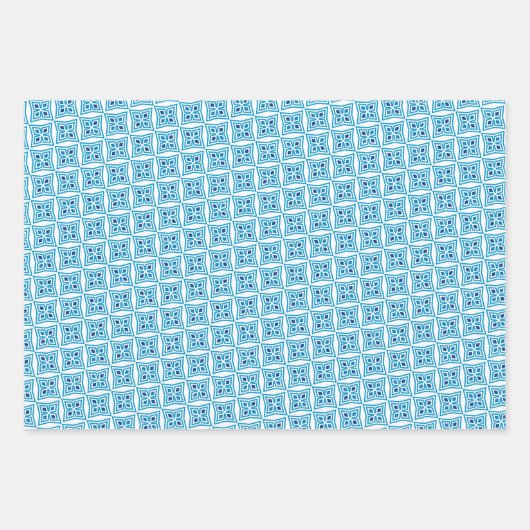 Muster Moderne Geometrie, einfach blau weiß Geschenkpapier Set (Vorderseite 3)