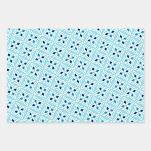Muster Moderne Geometrie, einfach blau weiß Geschenkpapier Set (Vorderseite 2)