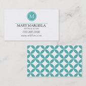 Muster-Monogramm-Visitenkarte-Blau) Visitenkarte (Vorne/Hinten)