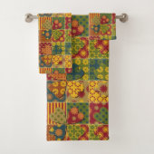 Muster Muster Herz-Taste Streifen grün gelb Badhandtuch Set (Insitu)