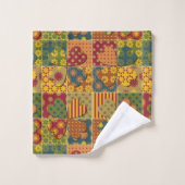 Muster Muster Herz-Taste Streifen grün gelb Badhandtuch Set (Waschlappen)